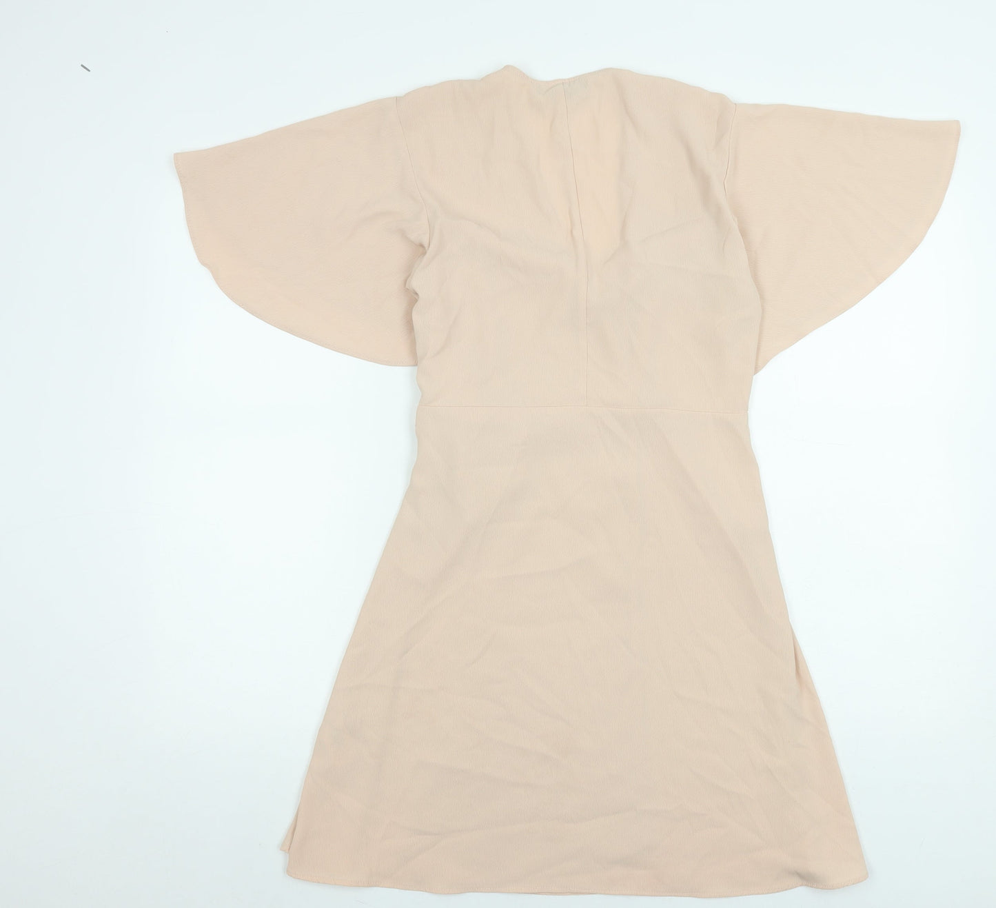 Atmosphere Women Beige Short Wrap Dress Size 10 Lightweight