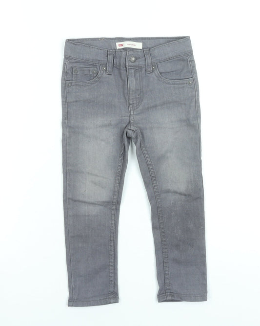 Levi's Girls Grey 510 Skinny Jeans 3 Years Cotton Blend Denim