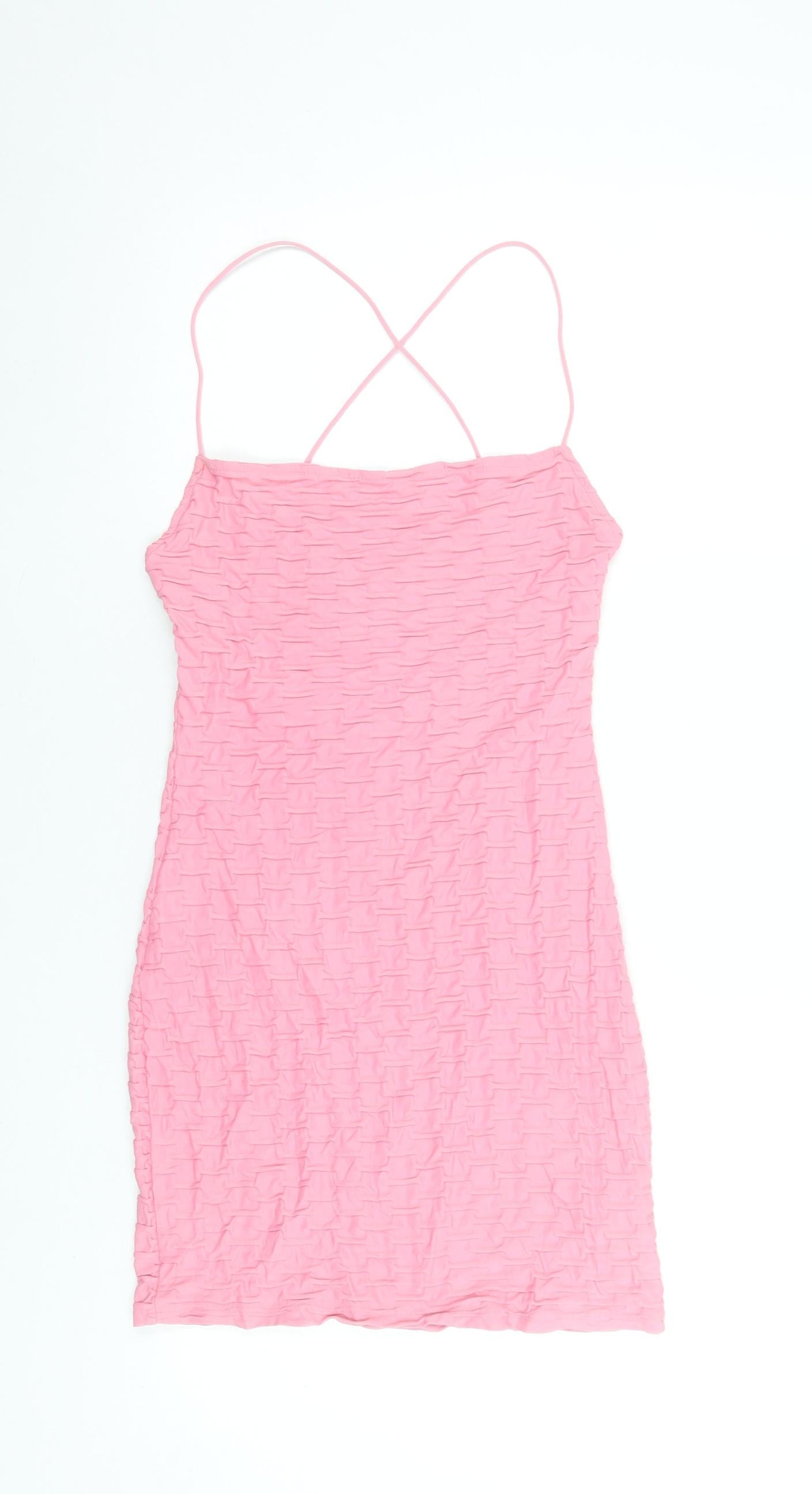Bershka Women’s Pink Bodycon Sleeveless Short Dress Size S