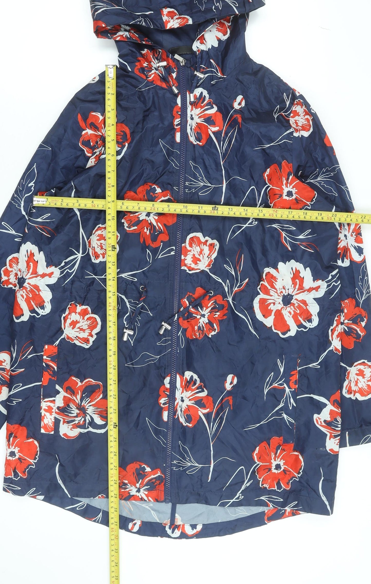 Savida for Dunnes Stores Womens Blue Floral Hooded Rain Jacket M
