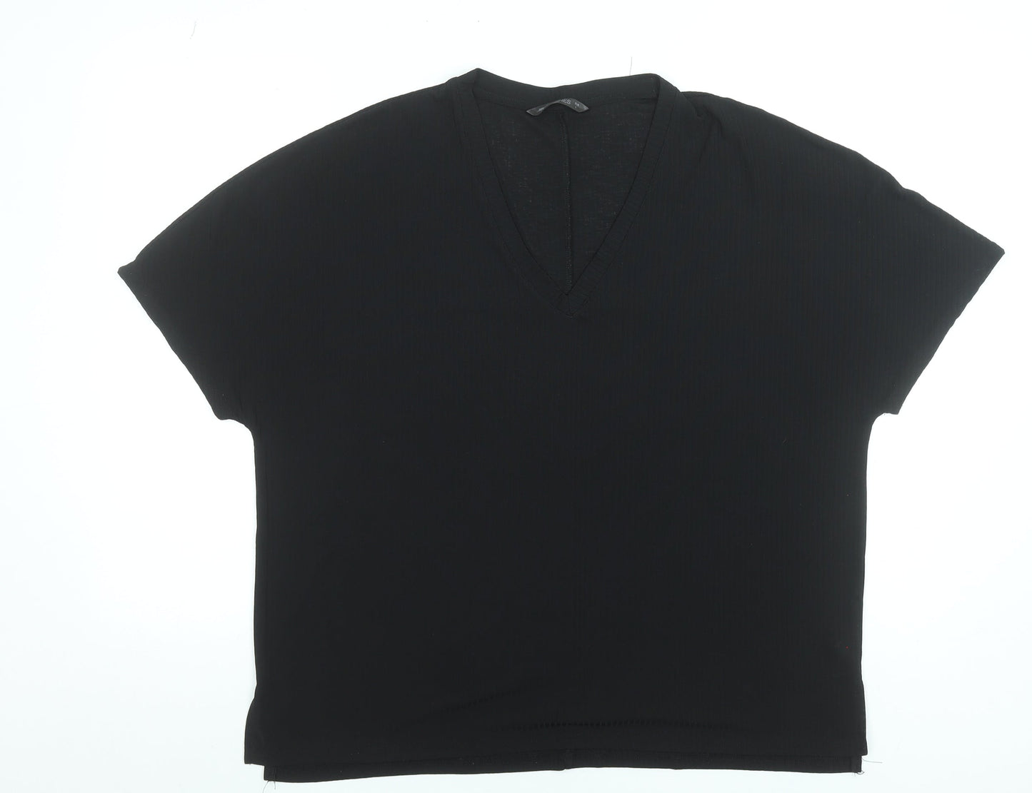 Dunnes Stores Women’s Black V-Neck Short Sleeve Basic T-Shirt Size L