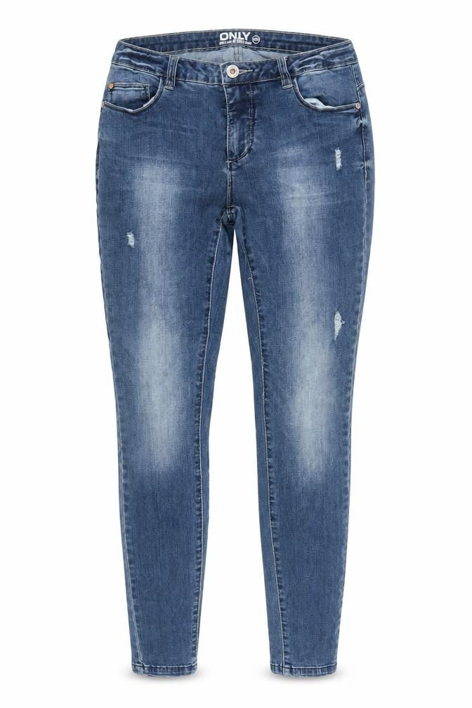 Only Women's Blue Skinny Stretch Jeans Size 12 Mid Rise Distressed