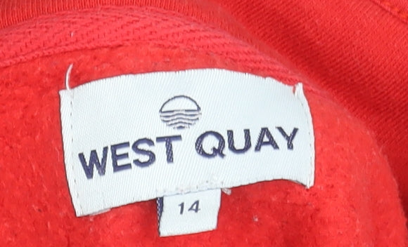 West Quay Women’s Red Navy 1/4 Zip Fleece Sweatshirt Size 14