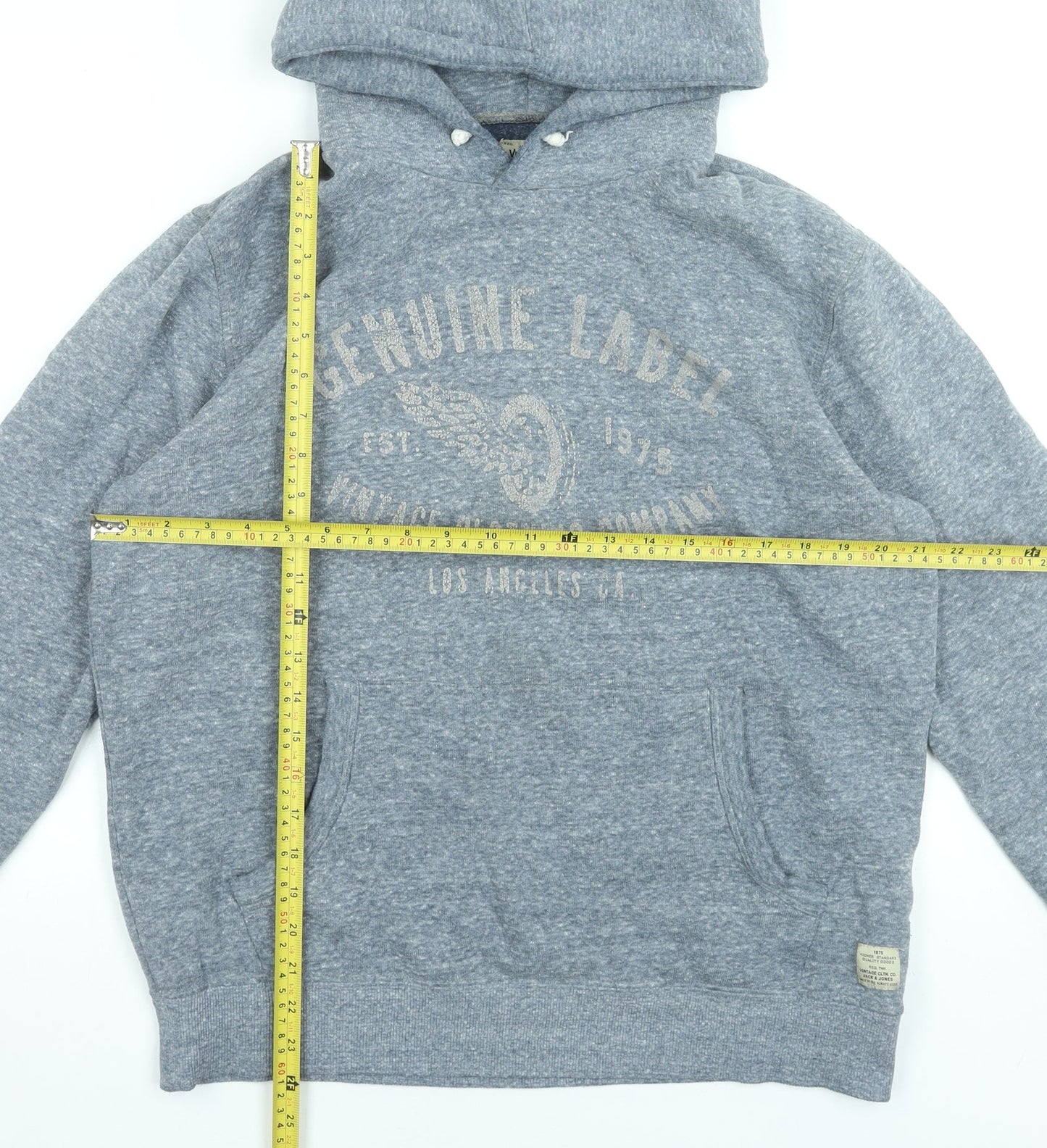 Jack & Jones Men's Grey Vintage Pullover Hoodie Size L Regular Fit