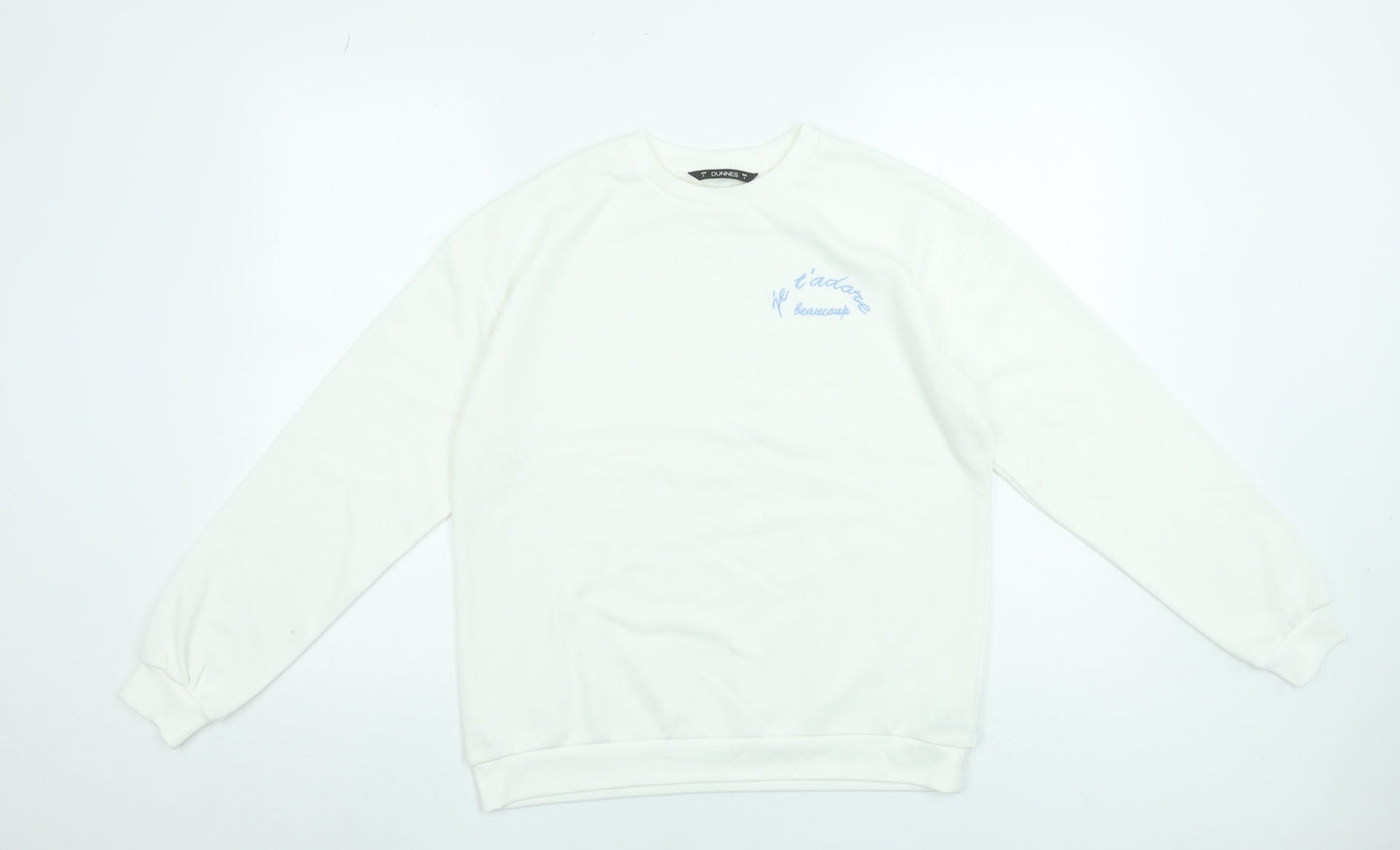 Dunnes Stores Women White Embroidered Pullover Sweatshirt Small