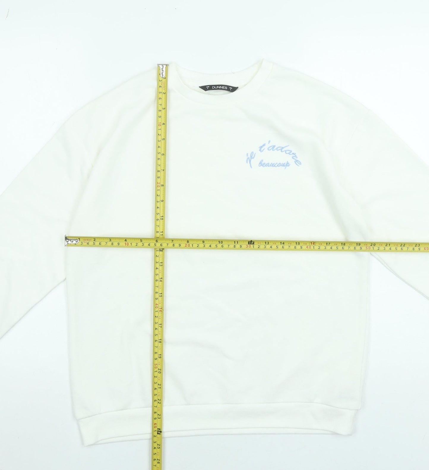 Dunnes Stores Women White Embroidered Pullover Sweatshirt Small