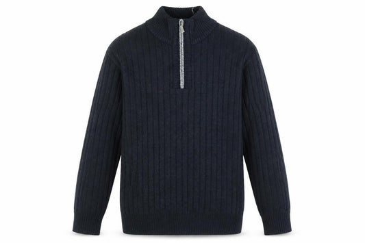 Brave Soul Men's Black XL Half Zip Rib-Knit Jumper