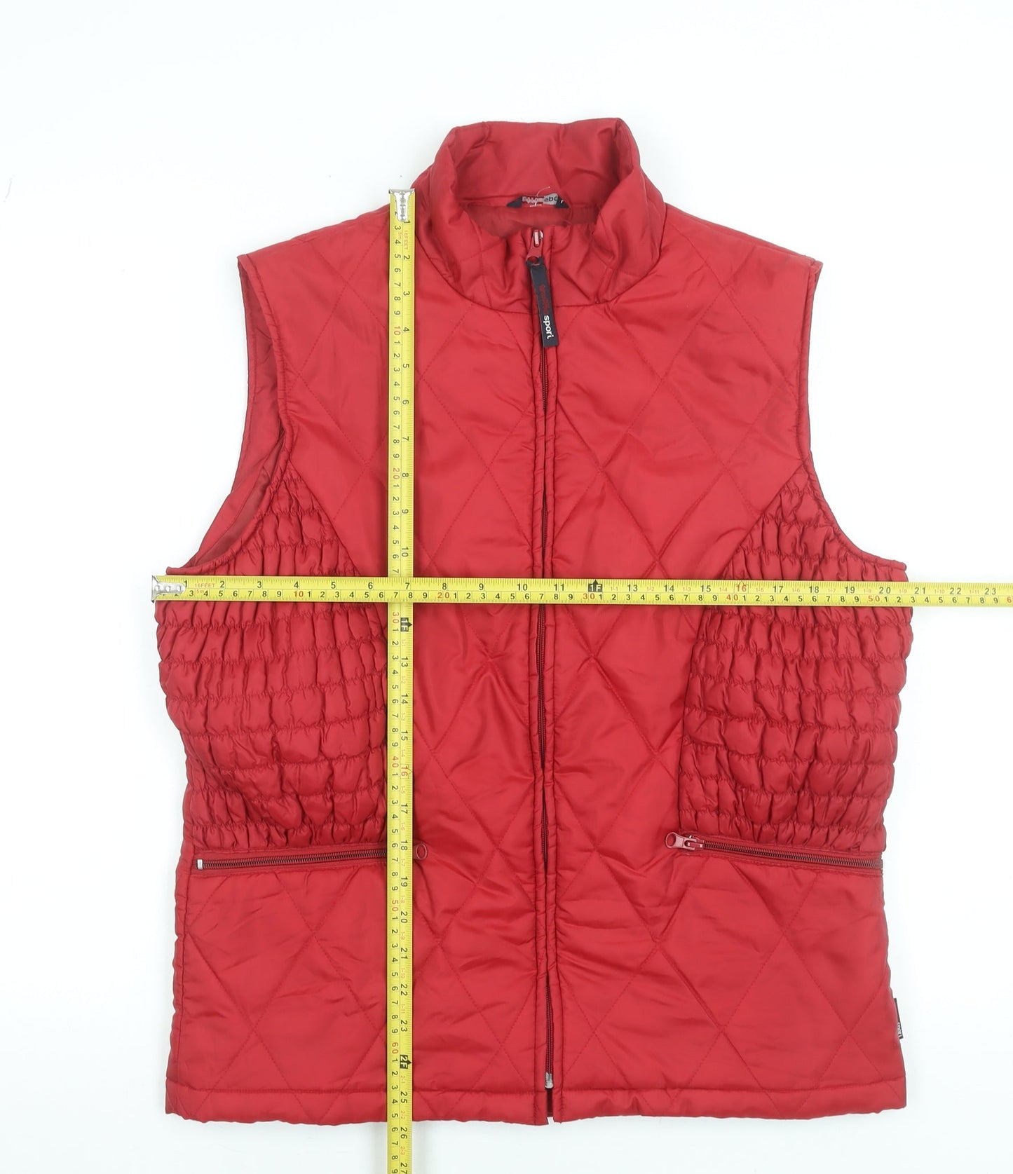 Trafficsport Women's Red Quilted Waistcoat Size 12 Full Zip Lined