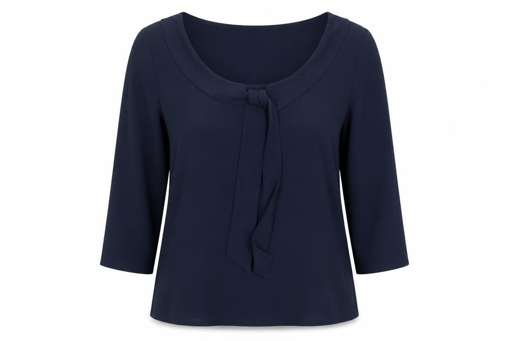 Alfred & Sisters Women's Navy Blue 3/4 Sleeve Bow Blouse Size S