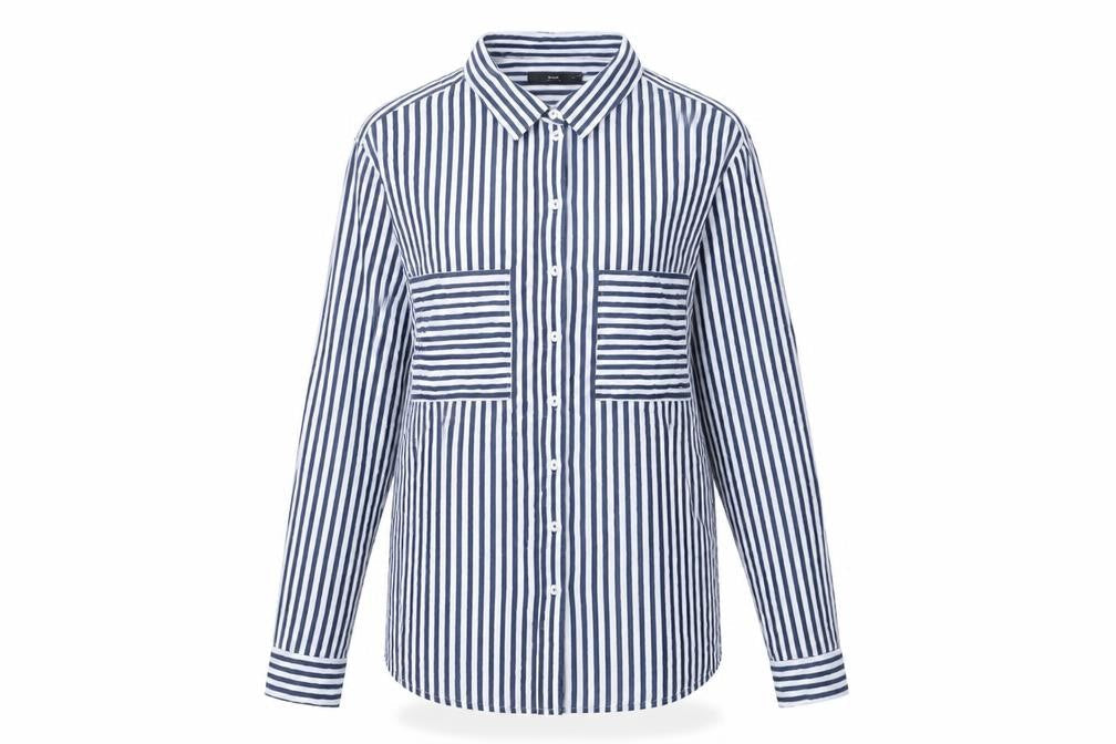Brax Womens Blue White Striped Button-Up Shirt Size 14