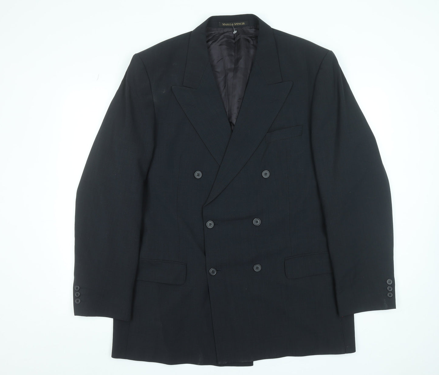 Marks and Spencer Men’s Blue Double Breasted Wool Blend Blazer 44L