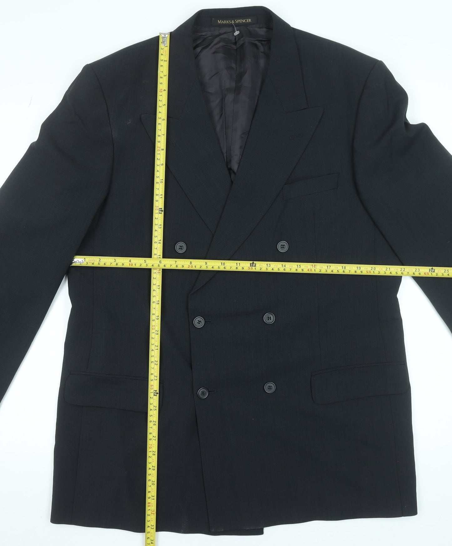 Marks and Spencer Men’s Blue Double Breasted Wool Blend Blazer 44L
