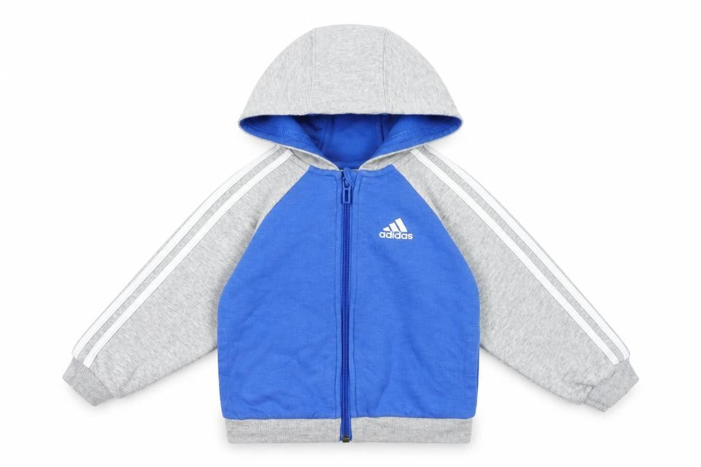 Adidas Unisex Baby Blue & Grey Hooded Track Jacket 12-18 Months Full Zip