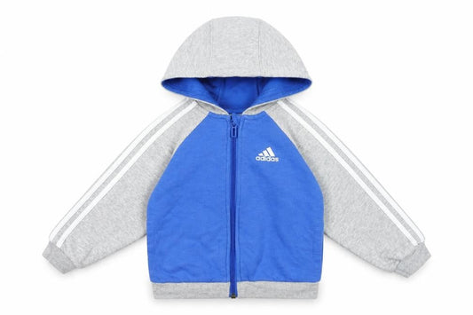 Adidas Unisex Baby Blue & Grey Hooded Track Jacket 12-18 Months Full Zip