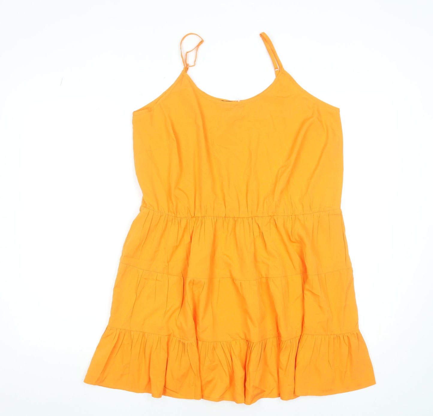 Simply Be Women Orange Size 12 Sleeveless Ruffle Summer Slip Dress