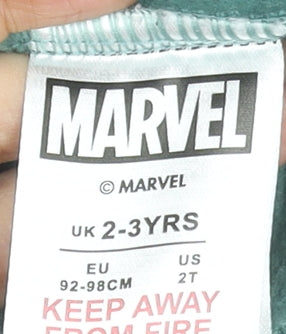 Marvel Boys Green Full Zip Hoodie 2-3 Years The Incredible Hulk Print