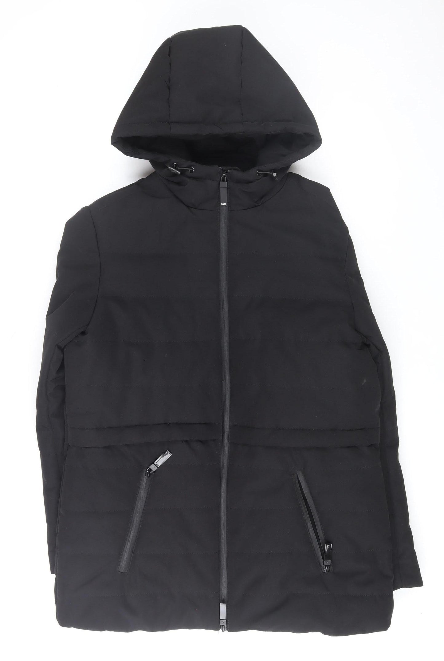 LOFT The Original Women's Black Slim Fit Hooded Puffer Jacket L