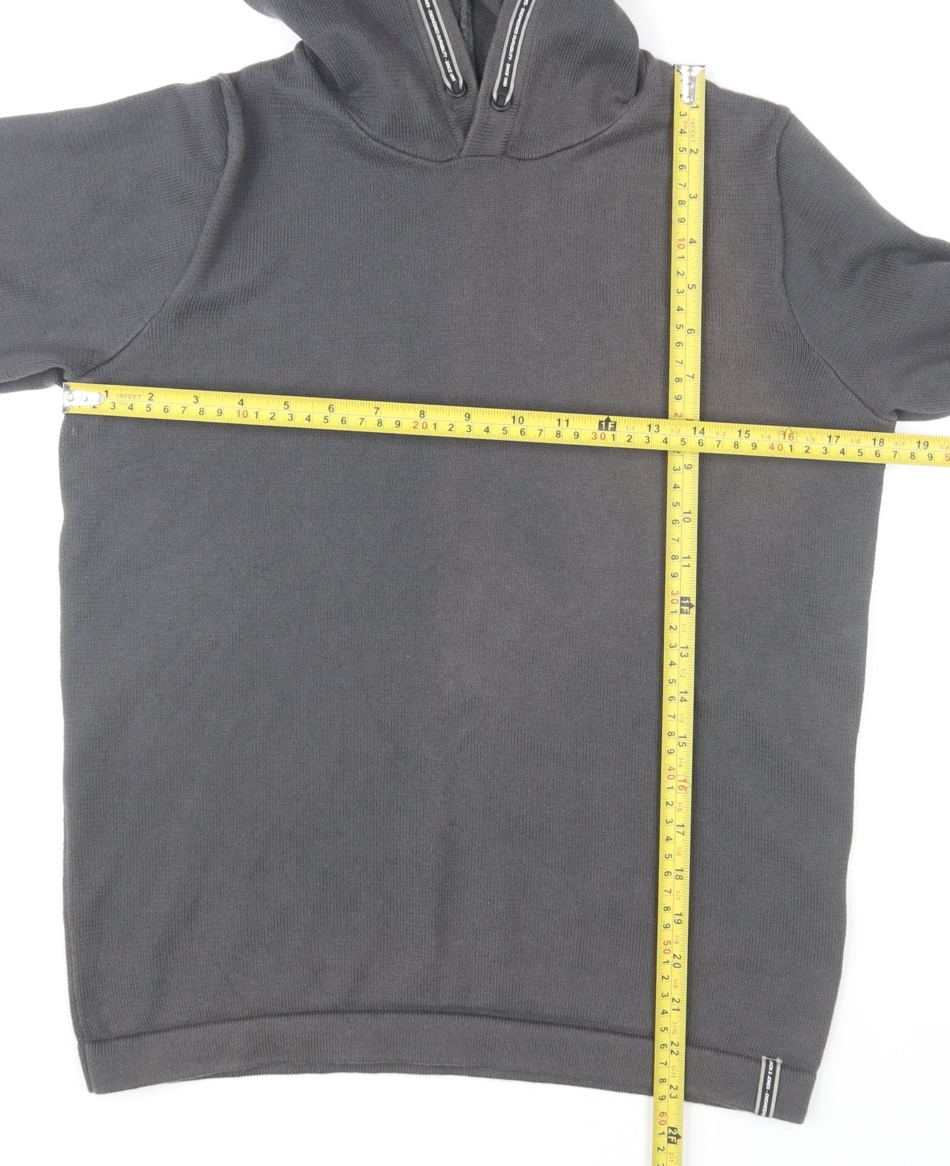 Jack & Jones Boys Grey Hooded Pullover Jumper Size 164 Cotton Blend