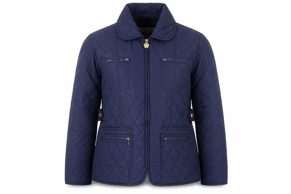 Champion Women's Blue Quilted Mid-Length Jacket Size 12