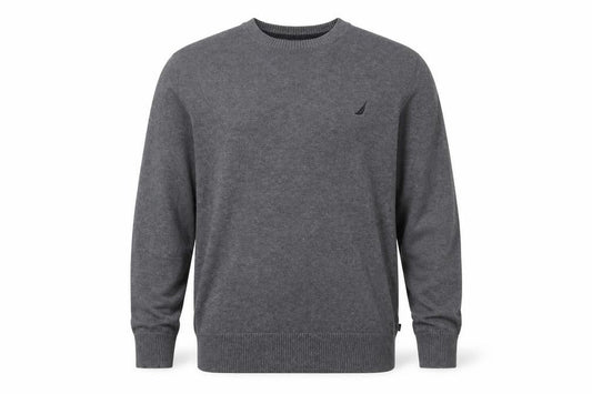 Nautica Men's Grey Cotton Crew Neck Pullover Jumper L