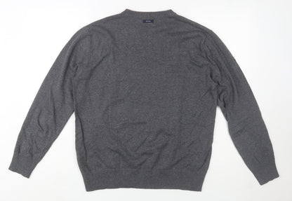 Nautica Men's Grey Cotton Crew Neck Pullover Jumper L