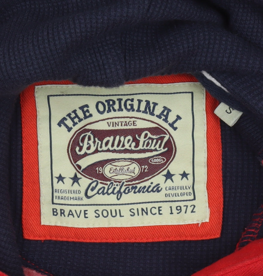 Brave Soul Men's Red Pullover Hoodie S Graphic Los Angeles Style