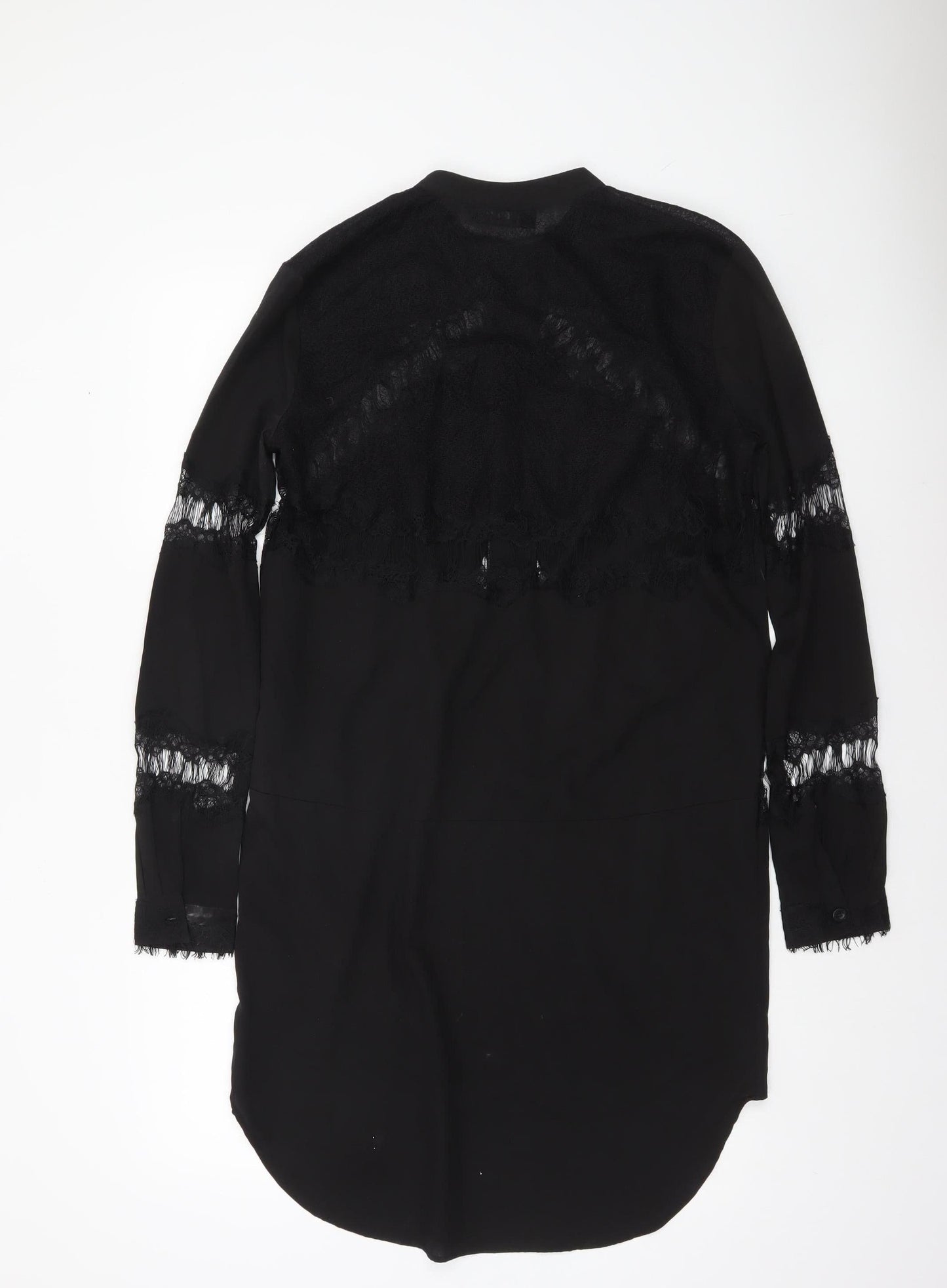 Religion Women’s Black Lace Tunic Blouse XS Long Sleeve Classic Style
