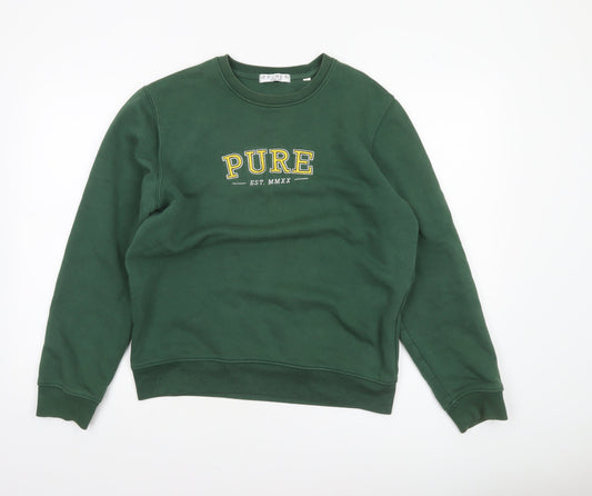 PURE Women’s Green Crew Neck Pullover Sweatshirt Size S Organic Cotton