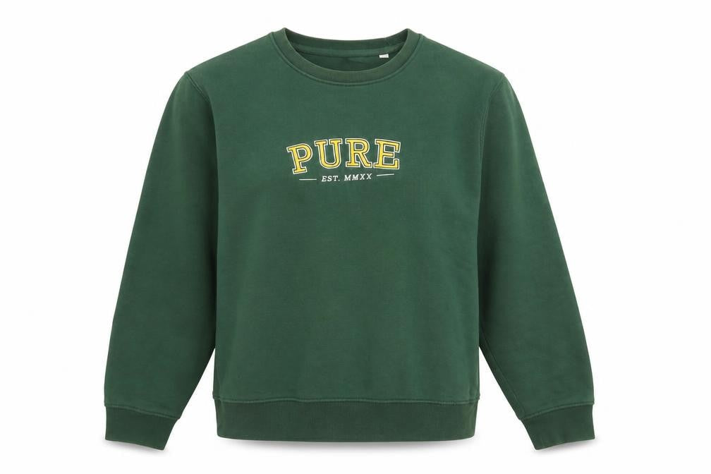 PURE Women’s Green Crew Neck Pullover Sweatshirt Size S Organic Cotton