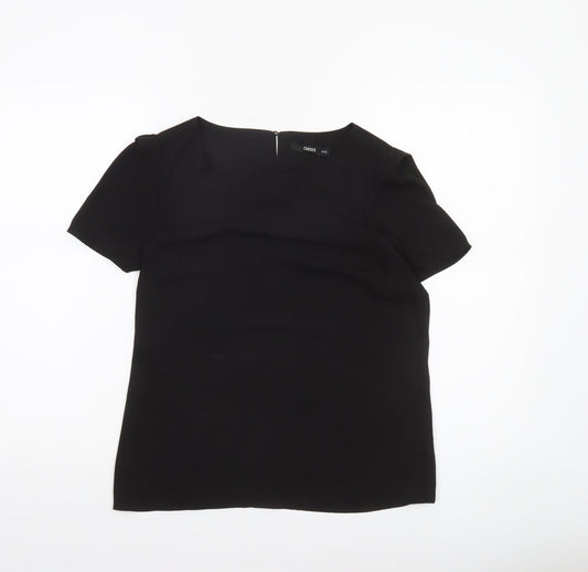 Oasis Women's Black Short Sleeve Square Neck Polyester Blouse UK 8