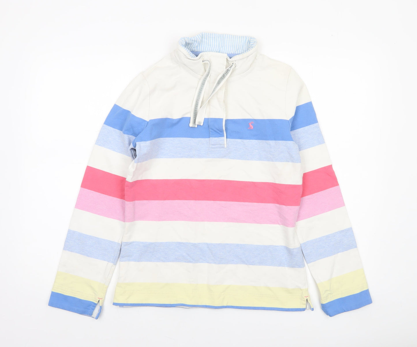 Joules Women Multicoloured Striped Half Zip Sweatshirt UK 10 Cotton Blend