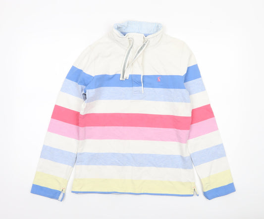 Joules Women Multicoloured Striped Half Zip Sweatshirt UK 10 Cotton Blend