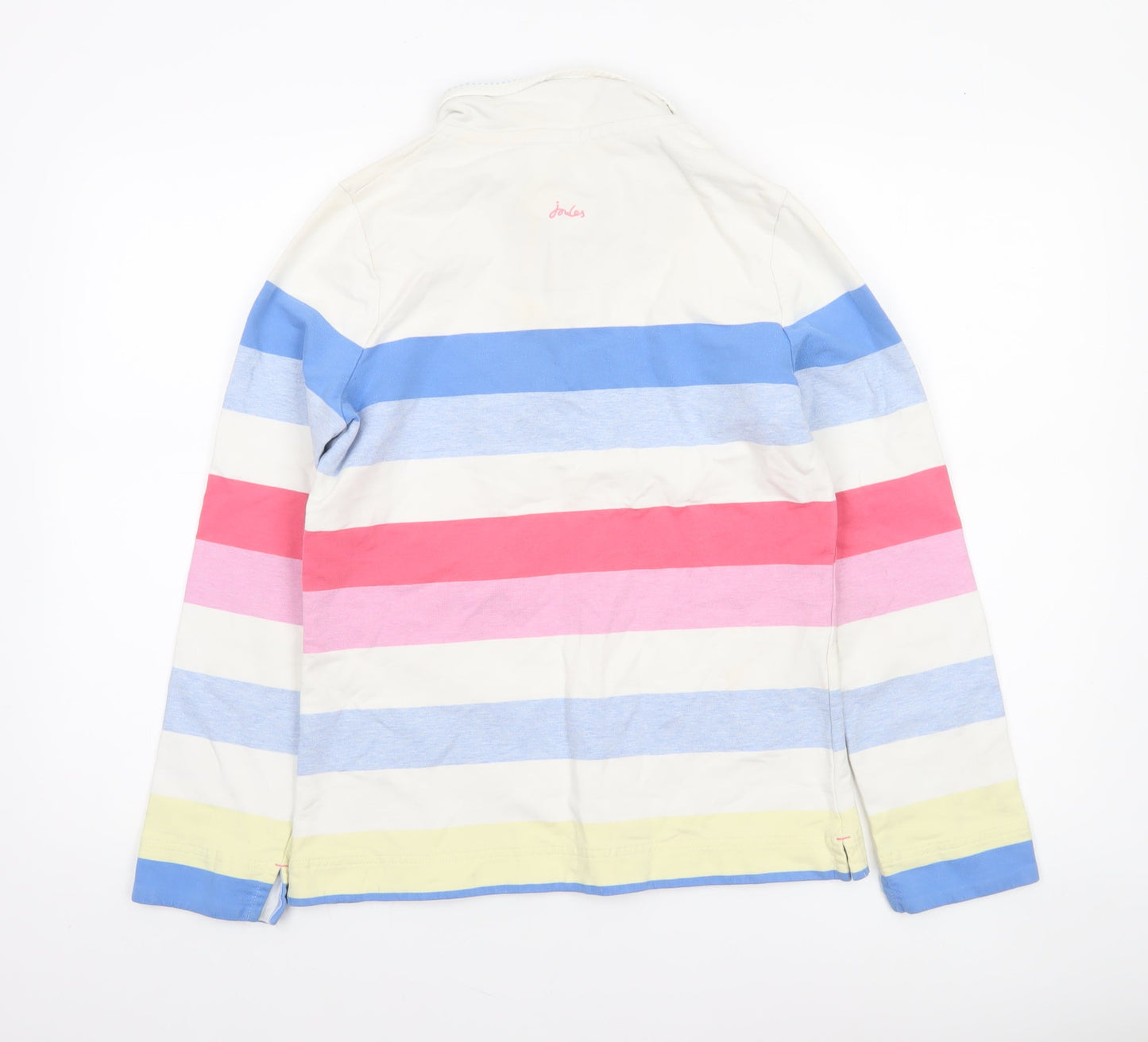 Joules Women Multicoloured Striped Half Zip Sweatshirt UK 10 Cotton Blend