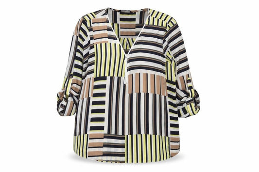 Dorothy Perkins Womens Multicoloured Striped Blouse UK 16 V-Neck 3/4 Sleeve