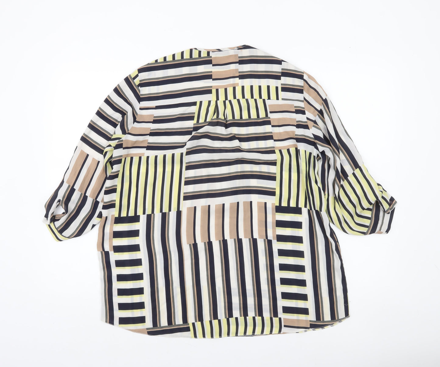 Dorothy Perkins Womens Multicoloured Striped Blouse UK 16 V-Neck 3/4 Sleeve