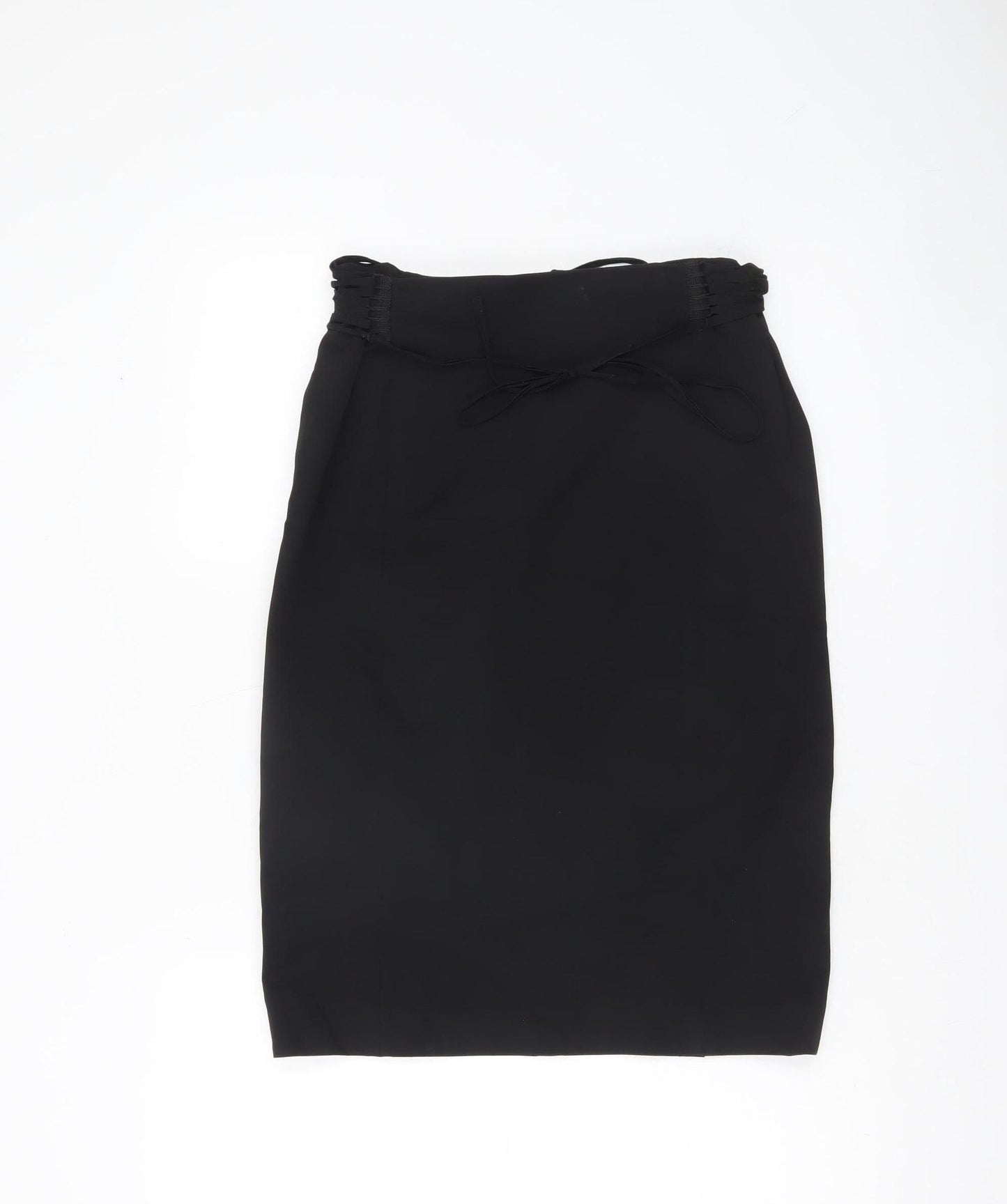 Mango Women's Black Size 12 Midi Pencil Skirt Stretch Workwear