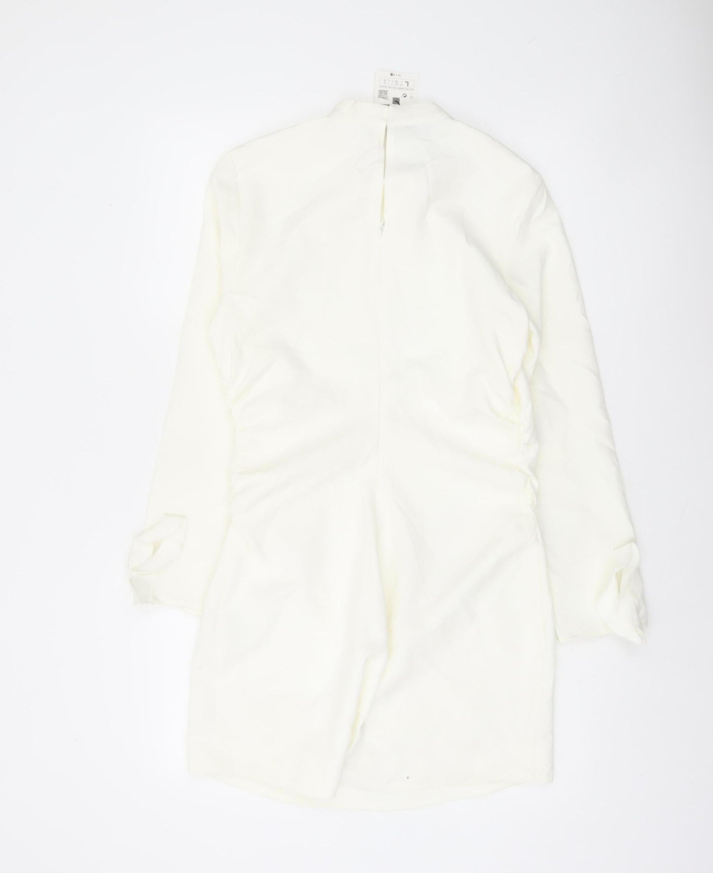 Zara Women Ivory Long Sleeve Bodycon Short Dress Size 14
