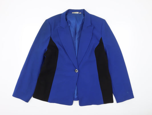 Susan Graver Women’s Blue Colourblock Lined Single-Breasted Blazer Jacket Size L