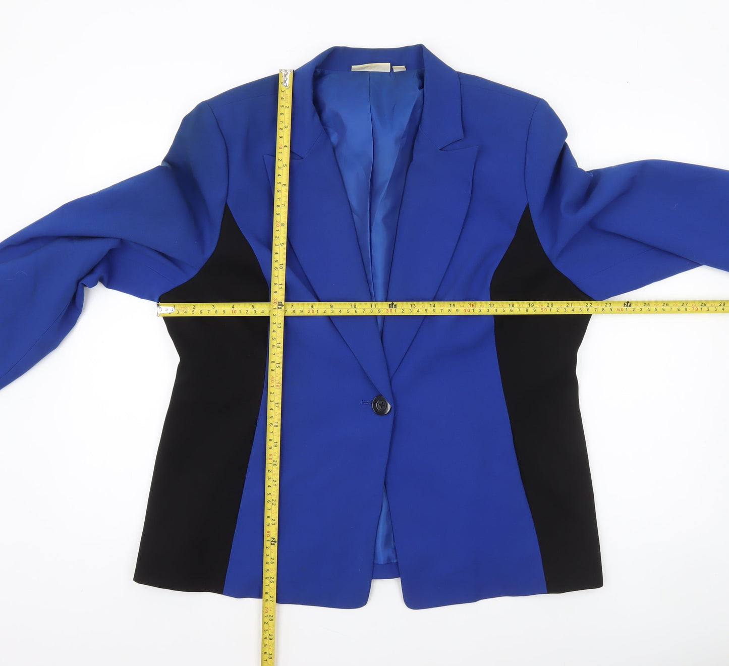 Susan Graver Women’s Blue Colourblock Lined Single-Breasted Blazer Jacket Size L