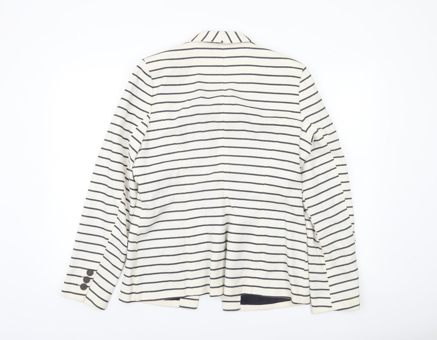 Kew 159 Womens Ivory Black Striped Blazer UK 14 L Single Breasted Jacket