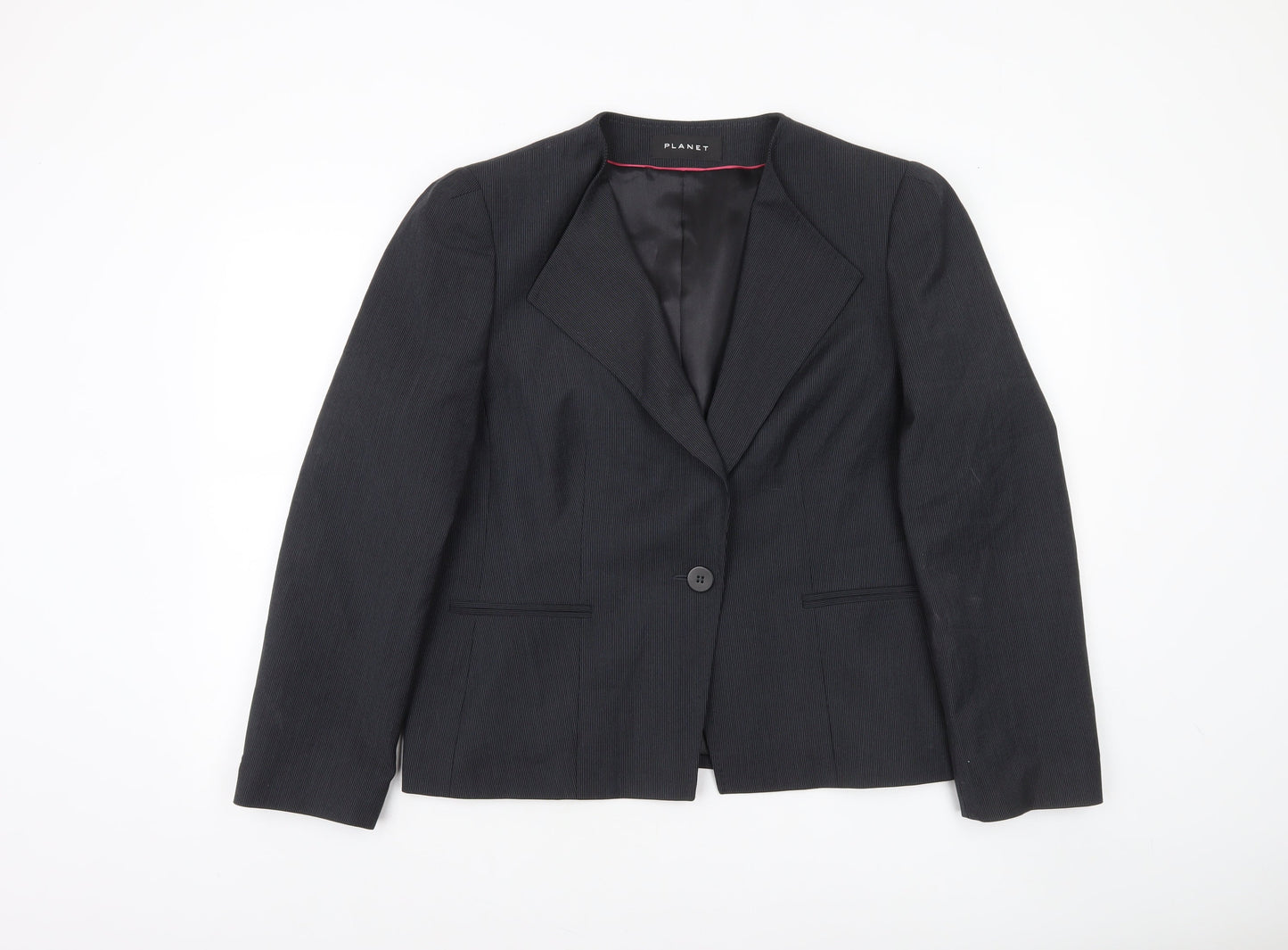 Planet Women’s Black Single-Breasted Wool Blend Suit Jacket UK 16