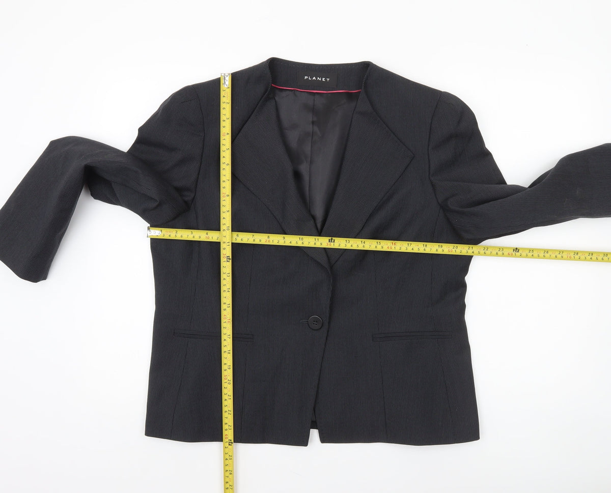 Planet Women’s Black Single-Breasted Wool Blend Suit Jacket UK 16