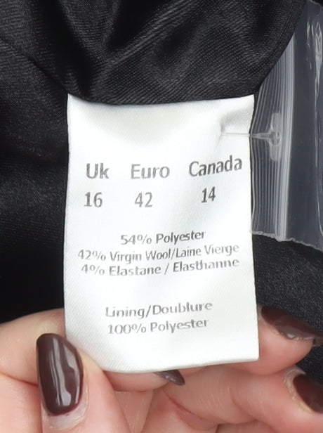 Planet Women’s Black Single-Breasted Wool Blend Suit Jacket UK 16