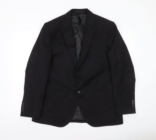 Marks and Spencer Men's Black 44R Wool Regular Fit Blazer Jacket