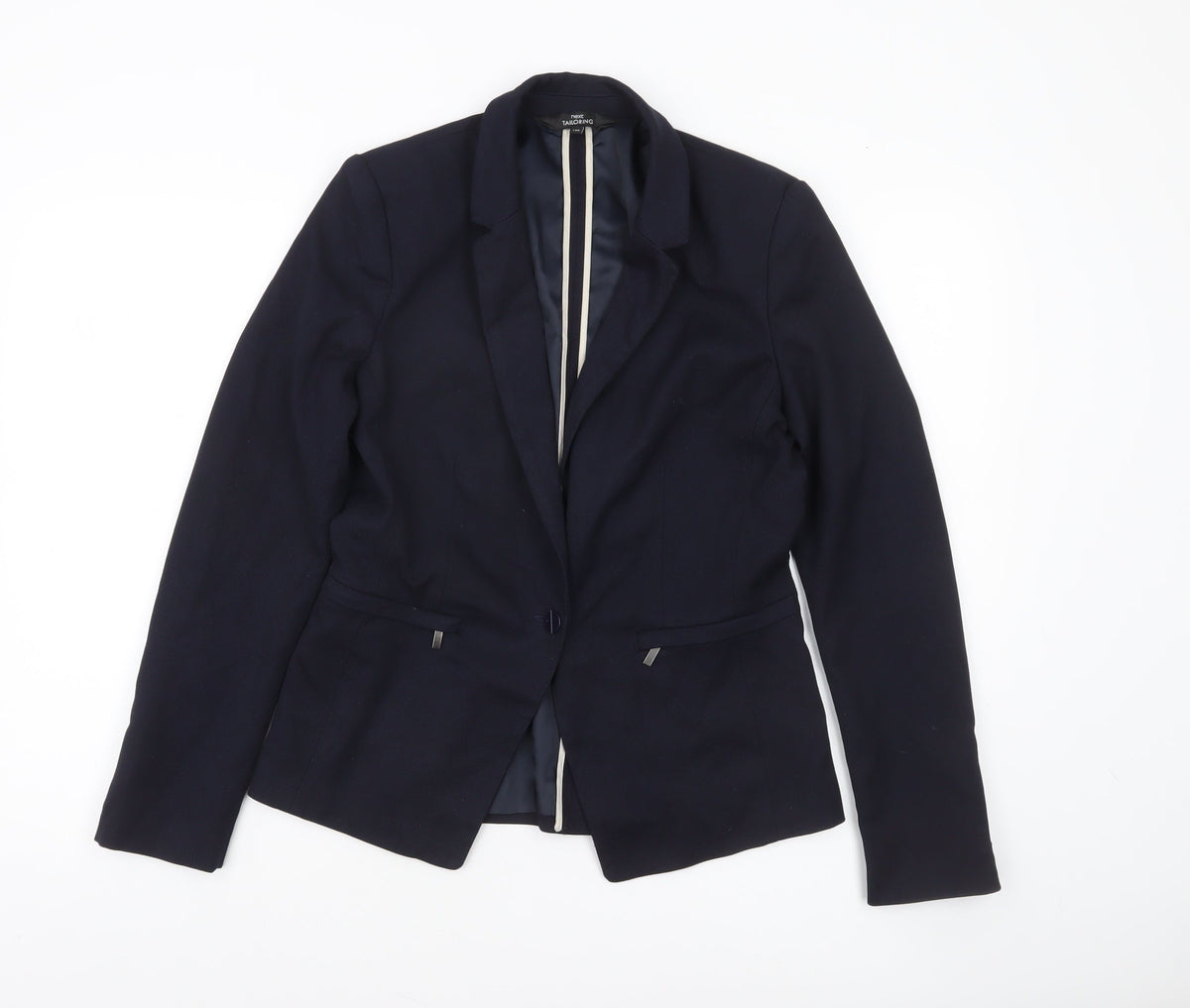 Next Women Blue Tailoring Blazer Size 10 Classic Fit Notch Lapel