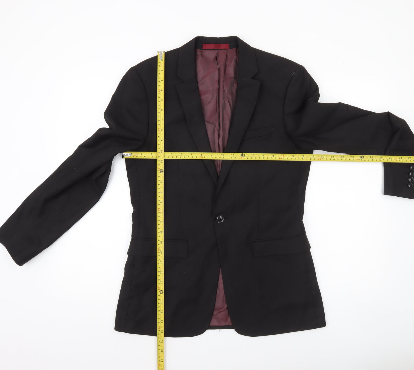 Topman Men's Black 38R Regular Fit Single-Breasted Blazer