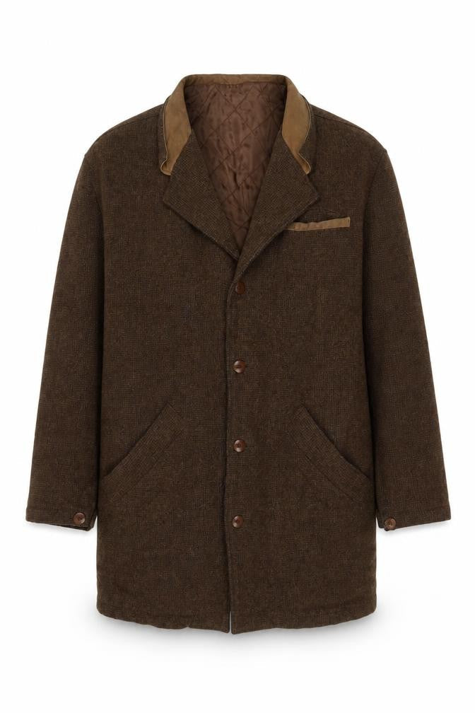 The Territory Ahead Men Brown Wool Blend Lined Overcoat Size L