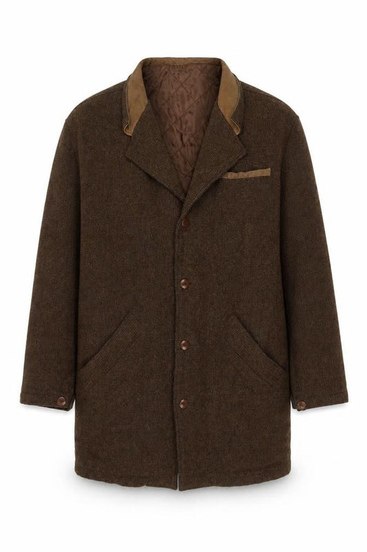 The Territory Ahead Men Brown Wool Blend Lined Overcoat Size L