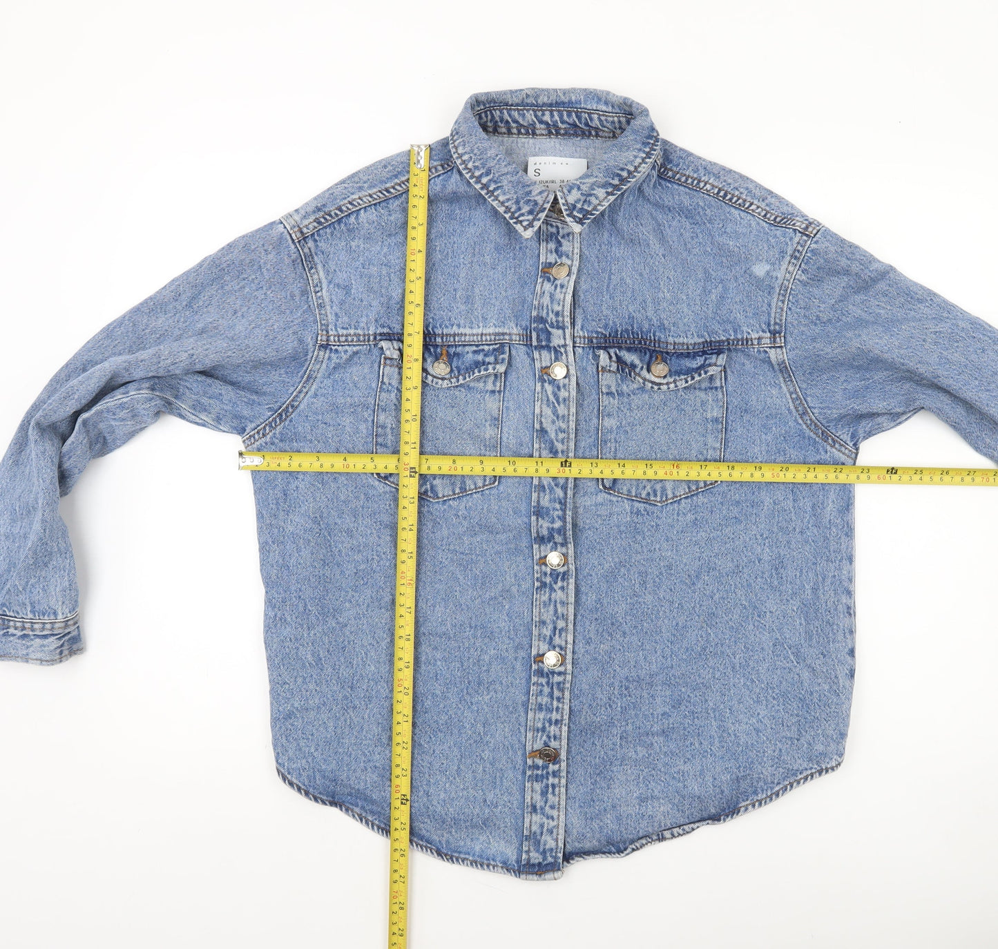 Denim Co Women’s Blue Long Sleeve Denim Button-Up Shirt S