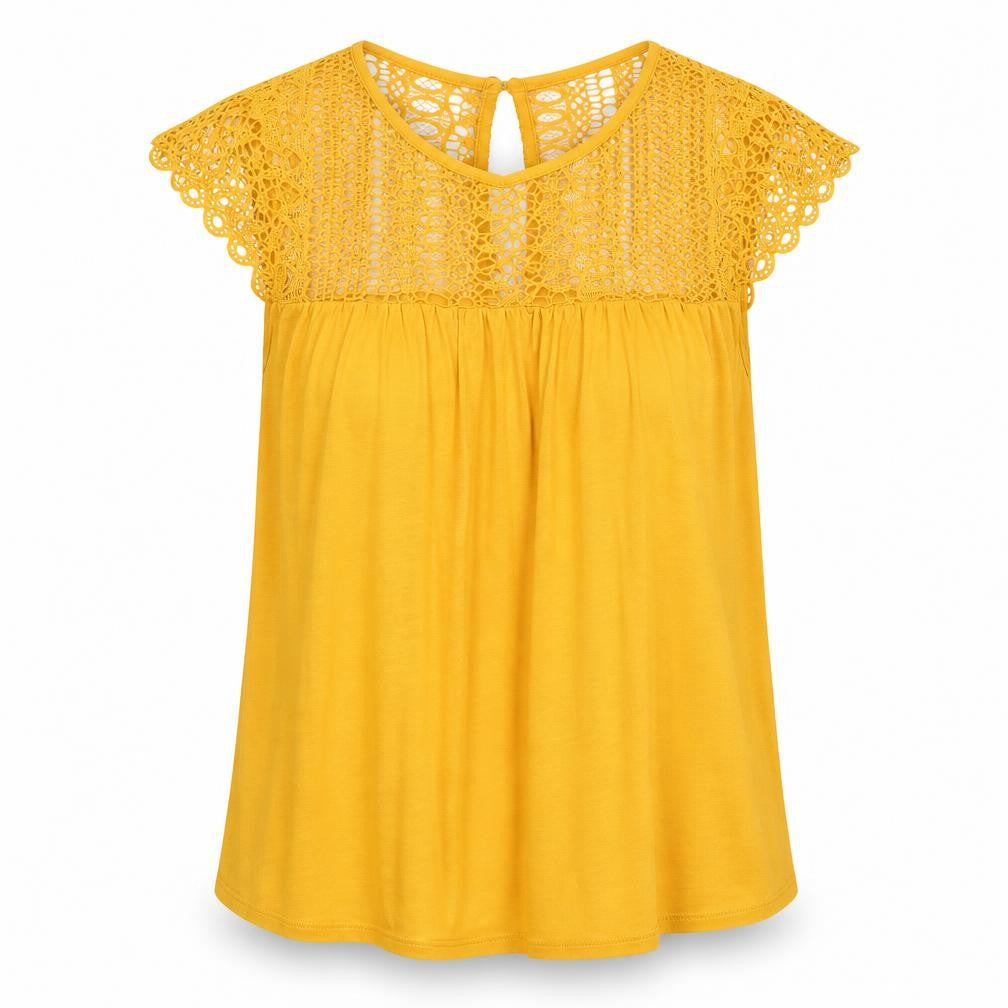 Papaya Woman Yellow Crochet Lace Blouse Size 10 Regular Fit